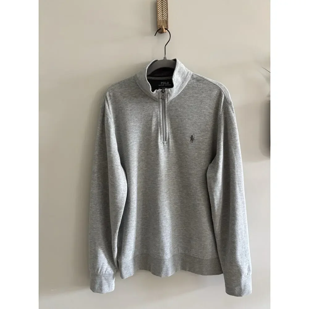 Polo Ralph Lauren Men’s Gray 1/4 Zip Mock Neck Knit Sweater Pullover M